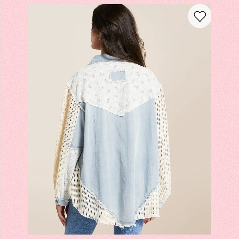 🌸POL Lace Patchwork Denim Jacket🌸 - Picture 3 of 16